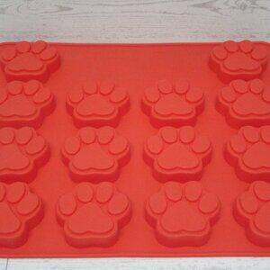 NEW! Red Silicone Pawprint Treat Mold - 11.5in x 9.5in